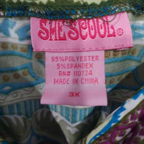 SHE'S COOL Green, Blue & Purple Spaghetti Strap Maxi Boho Dress in Size 3X - Picture 2 of 11